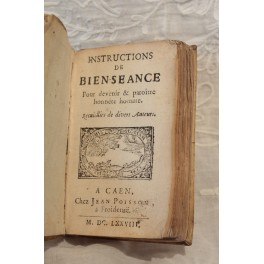 Livre 'Bienseance pour devenir et paraître honnête homme" Jean Poisson 1678 VENDU